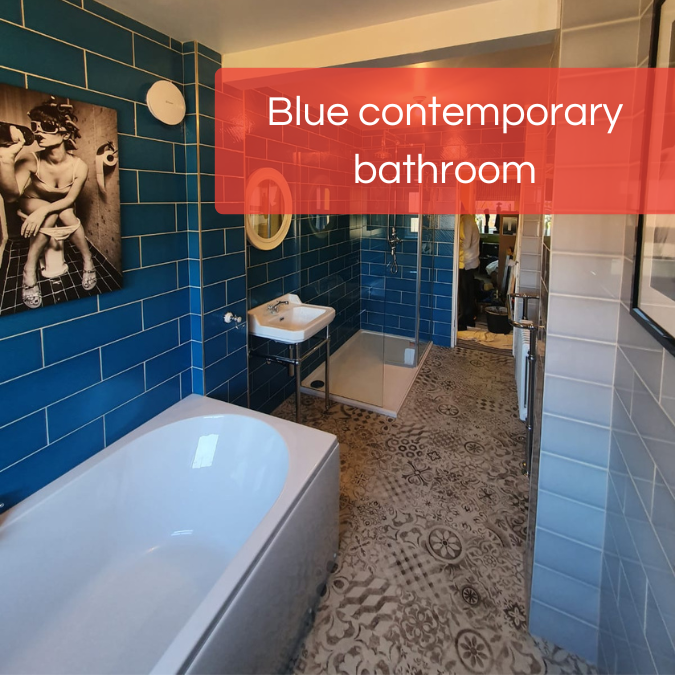 Blue contemporary bathroom index